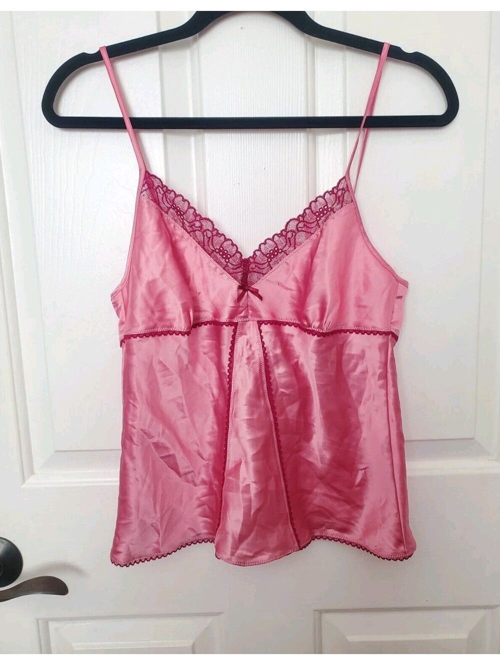 Victoria’s Secret Angels Pink Lace Trim Babydoll Cami Top Small Vintage